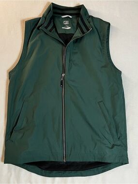 Cutter & Buck Forest Green Men's Zip-Up Golf Vest CB WeaterTec